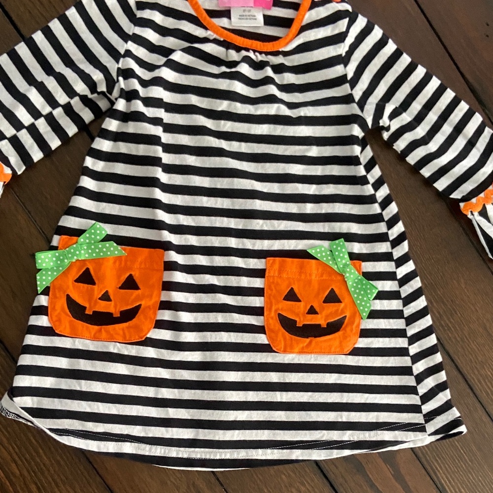 Good Lad Black and White Striped Pumpkin Dress size-2T - Picture 2 of 6